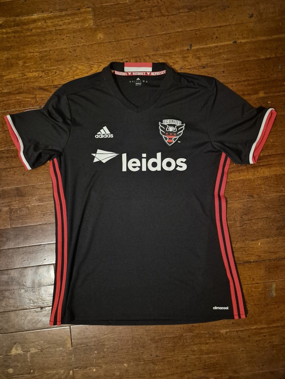 DC United Mens Sz Large Adidas Black Soccer Jersey
